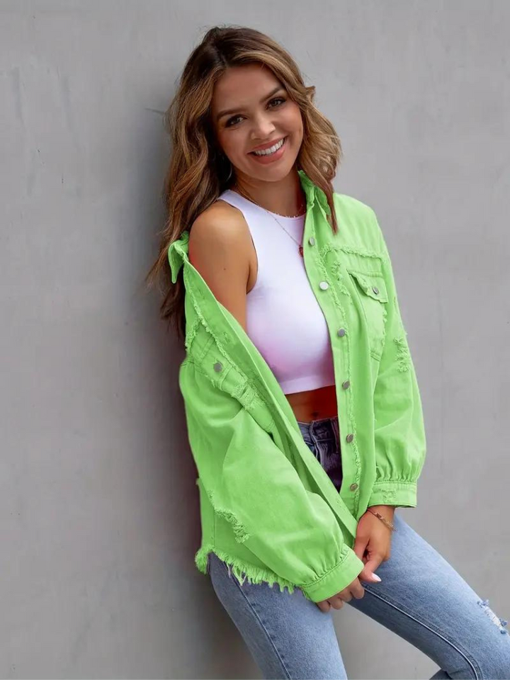 Drune Denim Jacke | Übergroße zerrissene Denimjacke für Frauen
