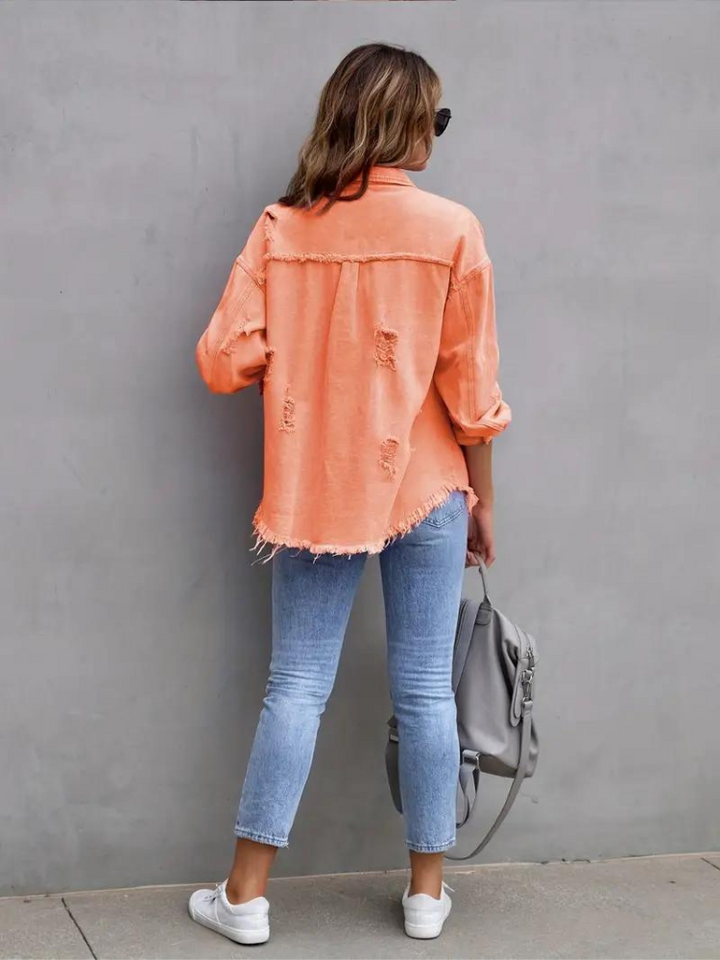 Drune Denim Jacke | Übergroße zerrissene Denimjacke für Frauen