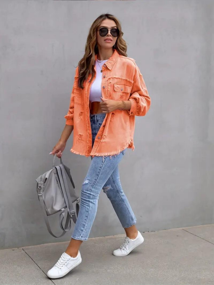 Drune Denim Jacke | Übergroße zerrissene Denimjacke für Frauen