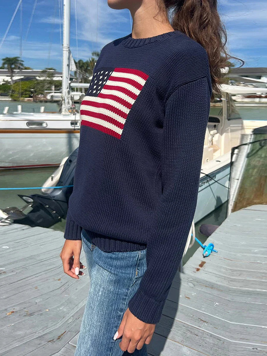 Drune | Retro Pullover Damen mit Flagge