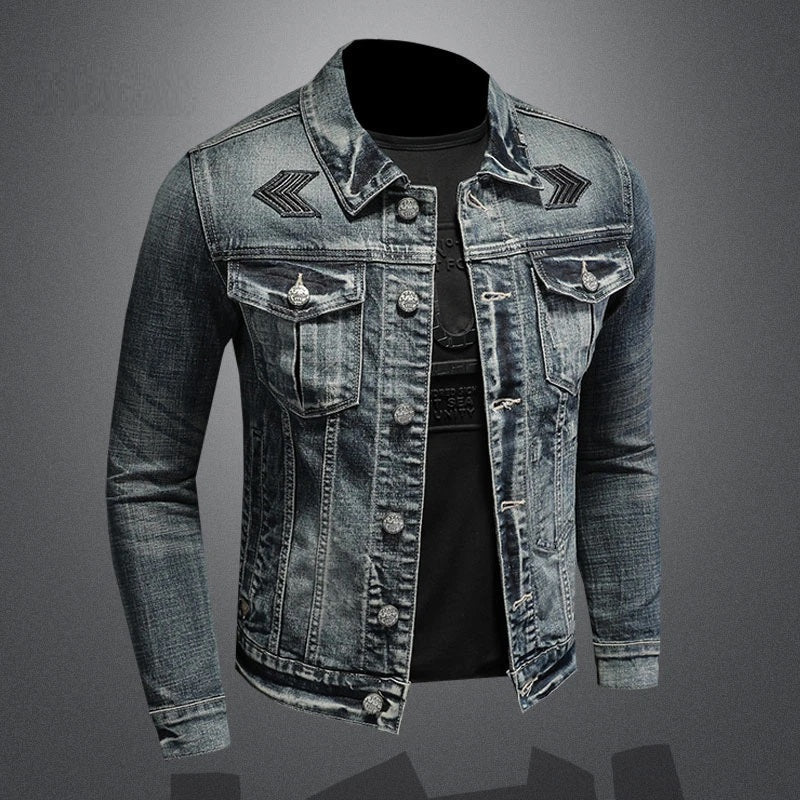 Drune | Herren Schwarze Denimjacke - Stonewashed-Stil