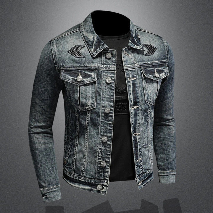 Drune | Herren Schwarze Denimjacke - Stonewashed-Stil