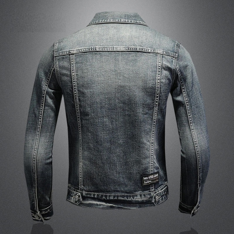 Drune | Herren Schwarze Denimjacke - Stonewashed-Stil