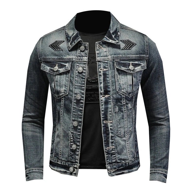 Drune | Herren Schwarze Denimjacke - Stonewashed-Stil