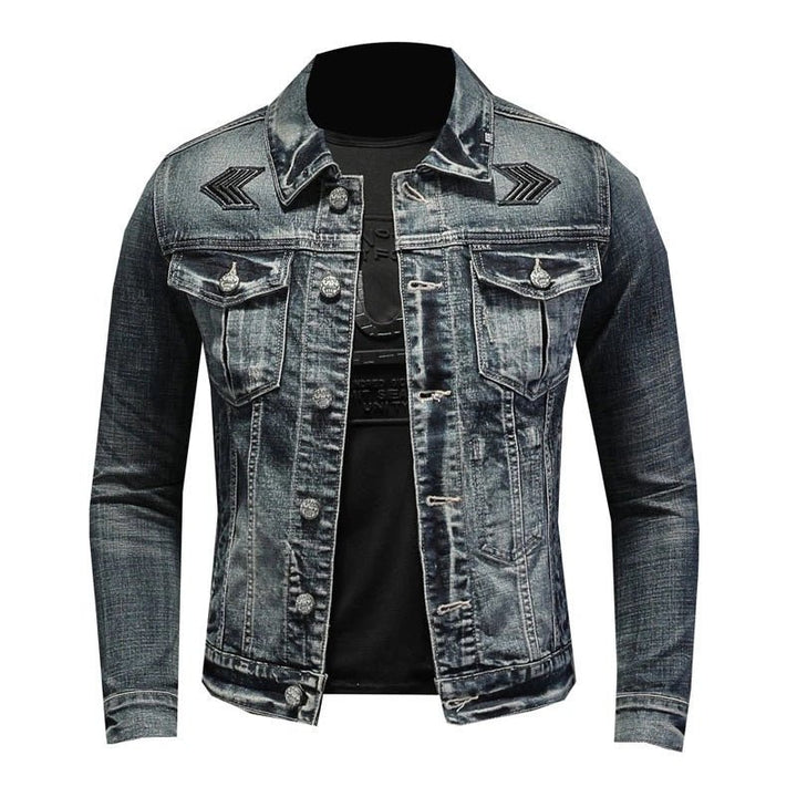 Drune | Herren Schwarze Denimjacke - Stonewashed-Stil