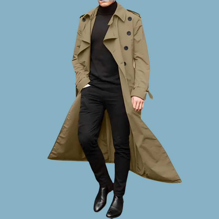 Drune | Trenchcoat Taillierte Passform Atmungsaktive Baumwolle Doppelt Eingeknöpft Klassisches Design