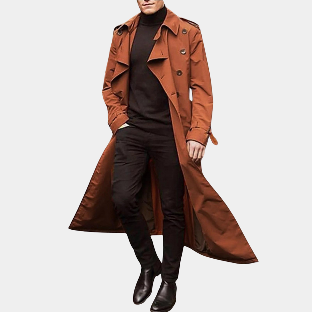 Drune | Trenchcoat Taillierte Passform Atmungsaktive Baumwolle Doppelt Eingeknöpft Klassisches Design