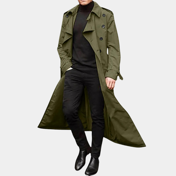 Drune | Trenchcoat Taillierte Passform Atmungsaktive Baumwolle Doppelt Eingeknöpft Klassisches Design