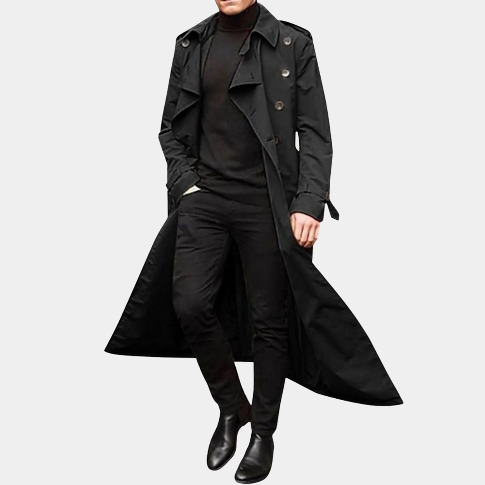 Drune | Trenchcoat Taillierte Passform Atmungsaktive Baumwolle Doppelt Eingeknöpft Klassisches Design