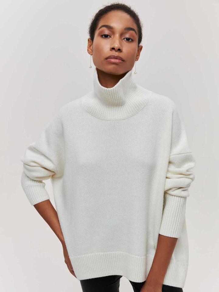 Drune | Hoher Kragen Oversize Strickpullover Damen Strickwaren