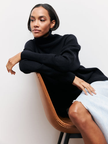 Drune | Hoher Kragen Oversize Strickpullover Damen Strickwaren