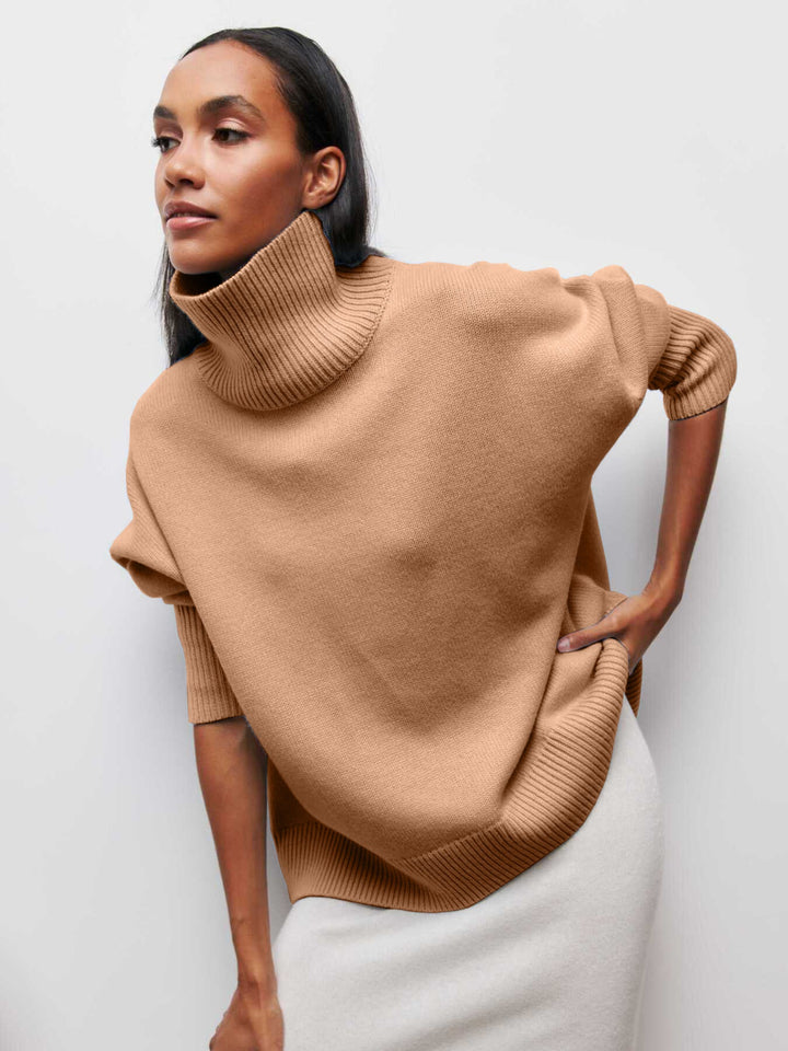 Drune | Hoher Kragen Oversize Strickpullover Damen Strickwaren
