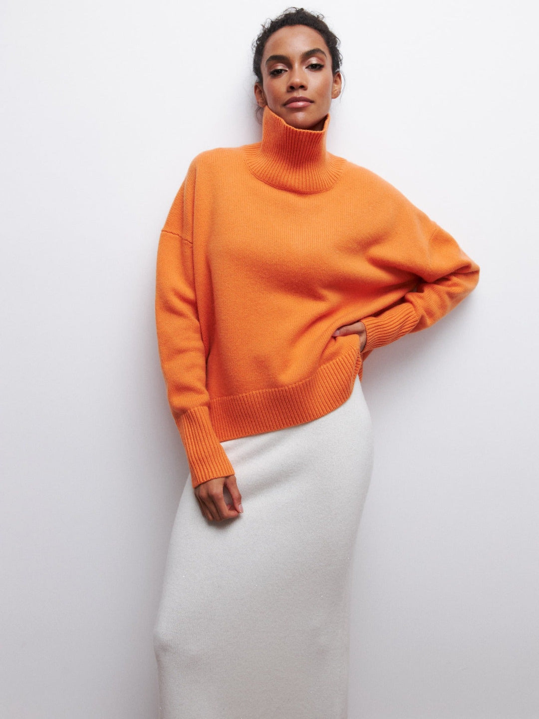 Drune | Hoher Kragen Oversize Strickpullover Damen Strickwaren
