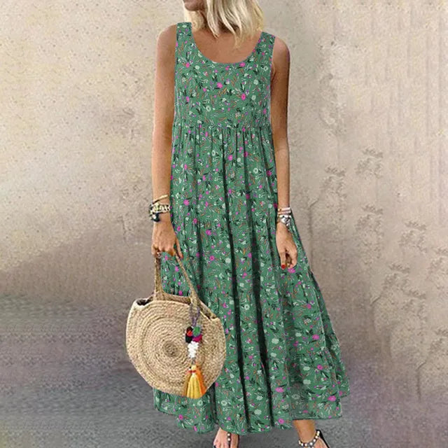 Drune | Ärmelloses Blumenmuster Elegante Sommerkleider Damen