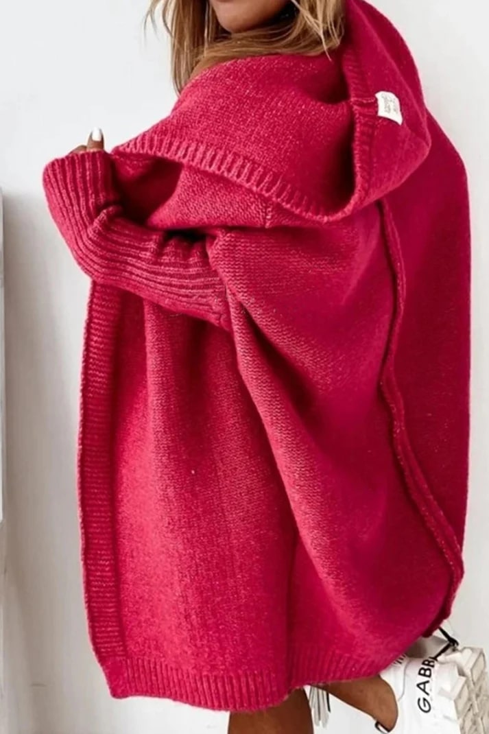 Drune | Stilvolle Übergröße Kapuzenpulli Strickjacke