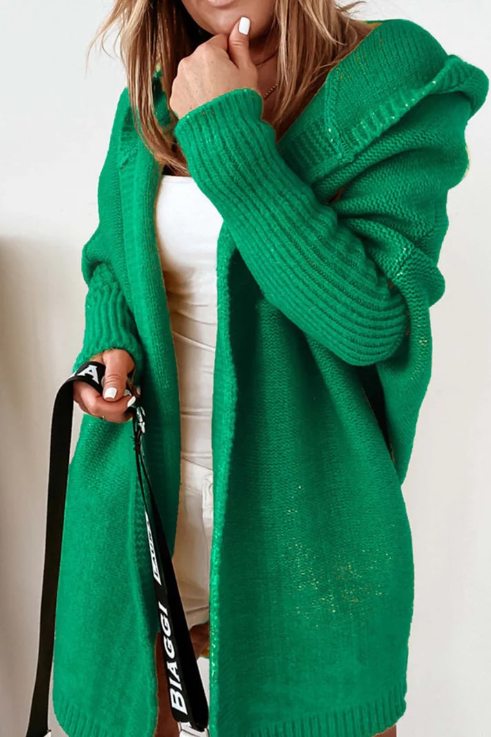 Drune | Stilvolle Übergröße Kapuzenpulli Strickjacke