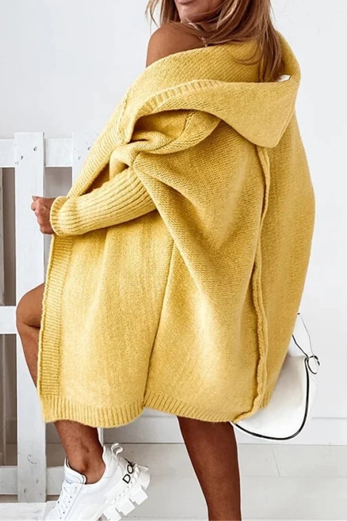 Drune | Stilvolle Übergröße Kapuzenpulli Strickjacke