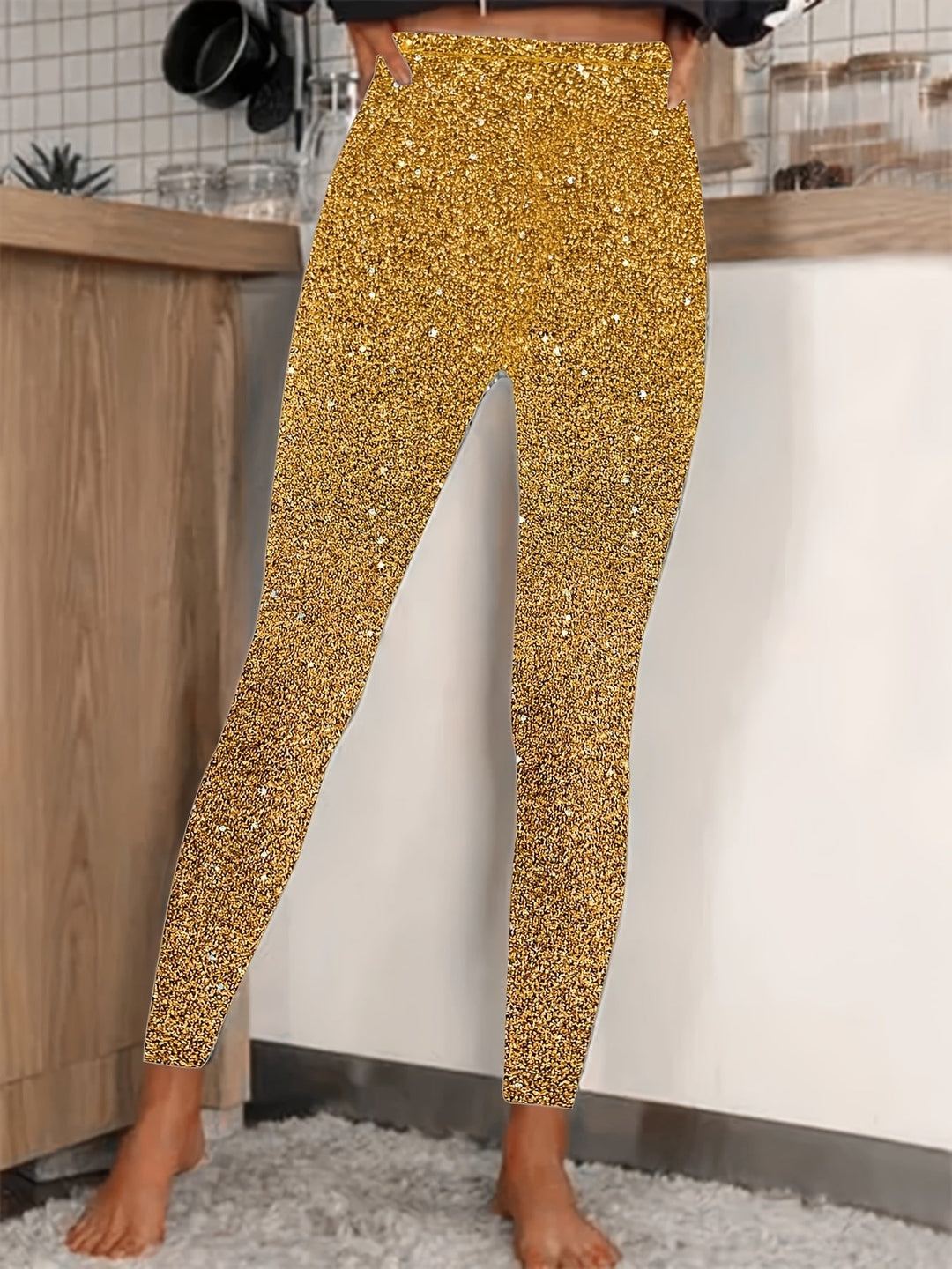 Drune | Hochtaillierte Pailletten Leggings Glänzend & Komfortabel