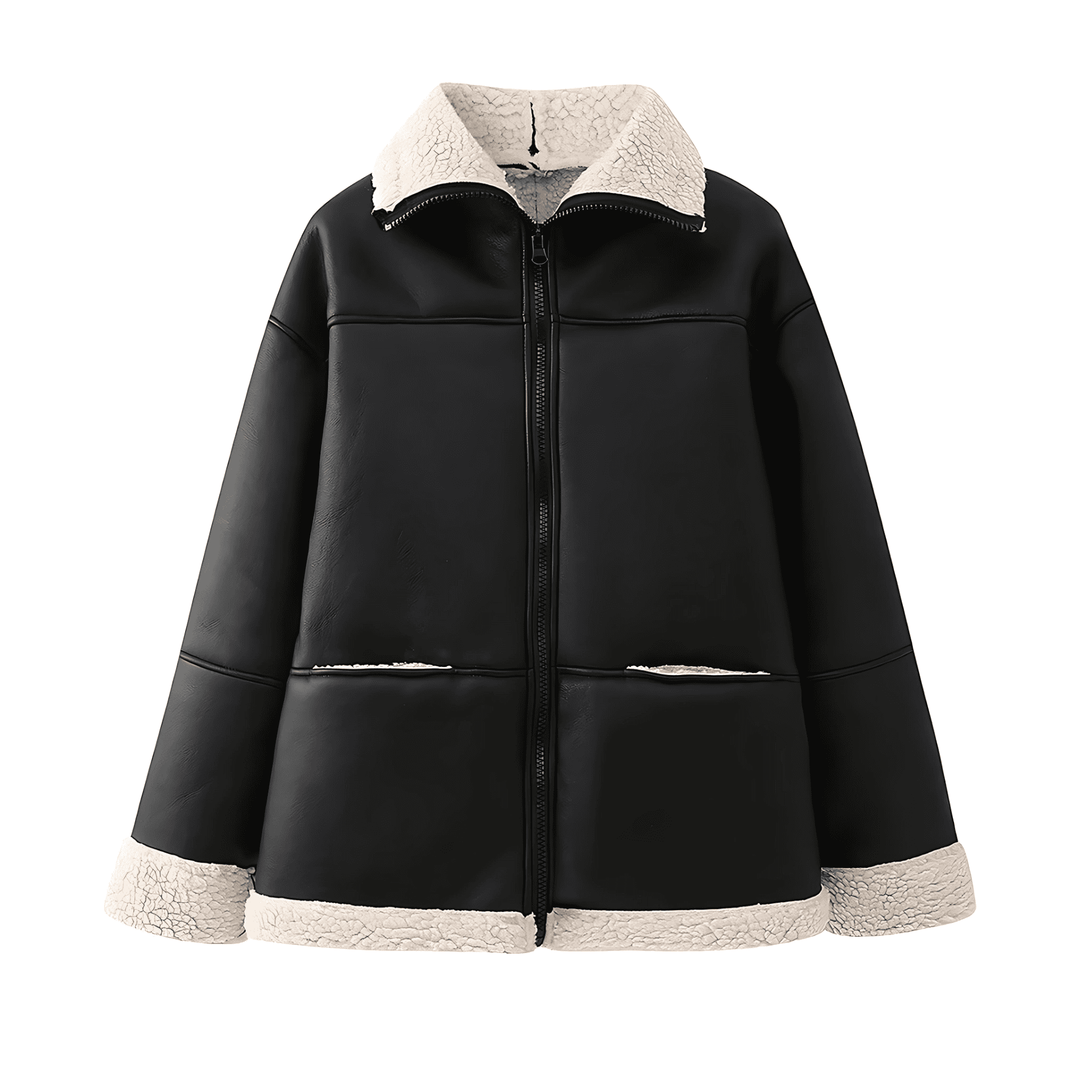 Drune | Damen Kunstlederjacke mit gemütlichem Futter