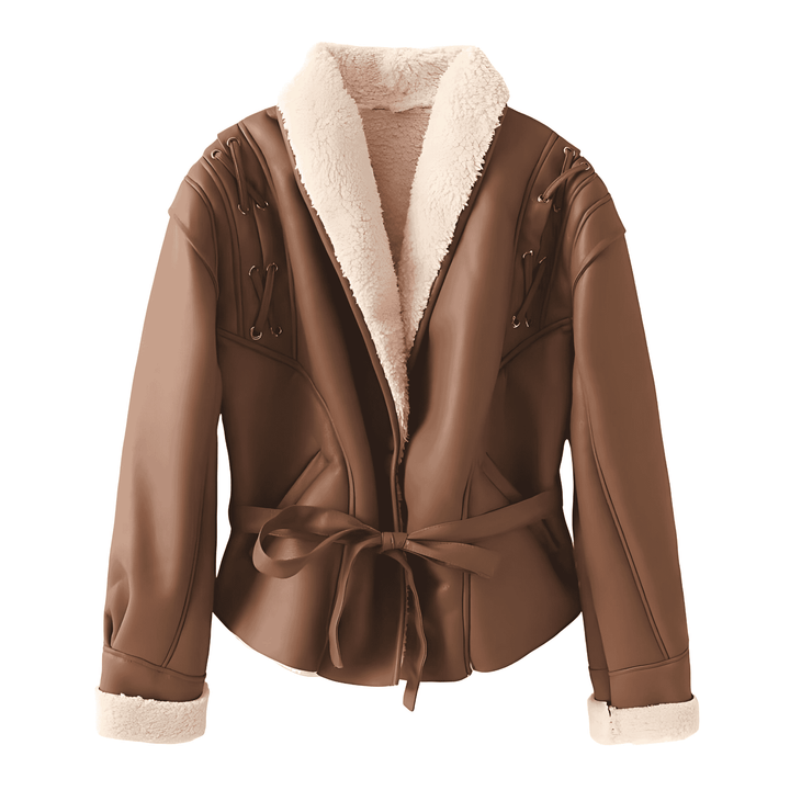 Drune | Damen Fake Lederjacke mit Teddy Futter