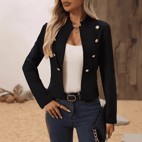 Drune | Damen Kurze Blazer Jacke Knopfverschluss Kragen