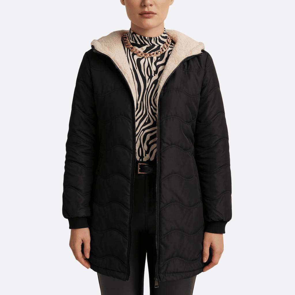 Drune | Damen Slim Fit Gewatteeter Trenchcoat mit Kapuzen Design