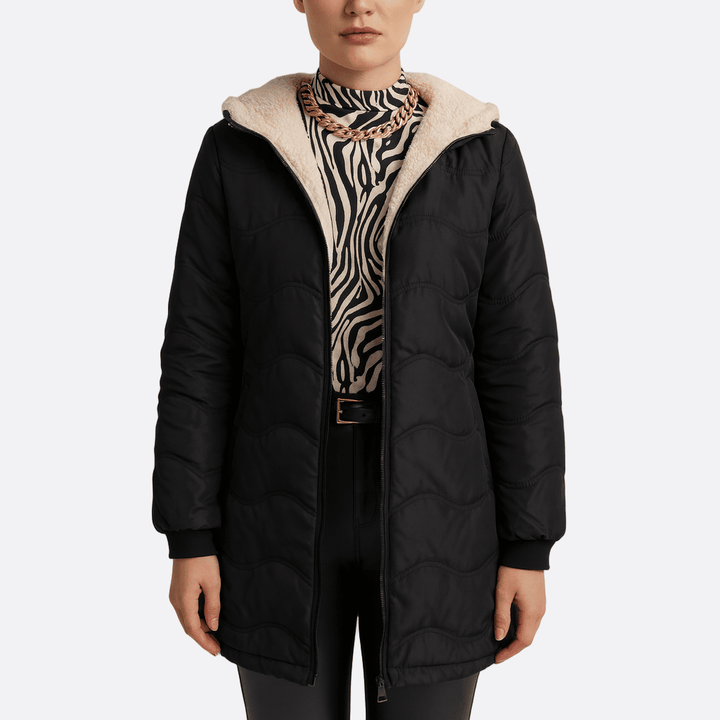 Drune | Damen Slim Fit Gewatteeter Trenchcoat mit Kapuzen Design