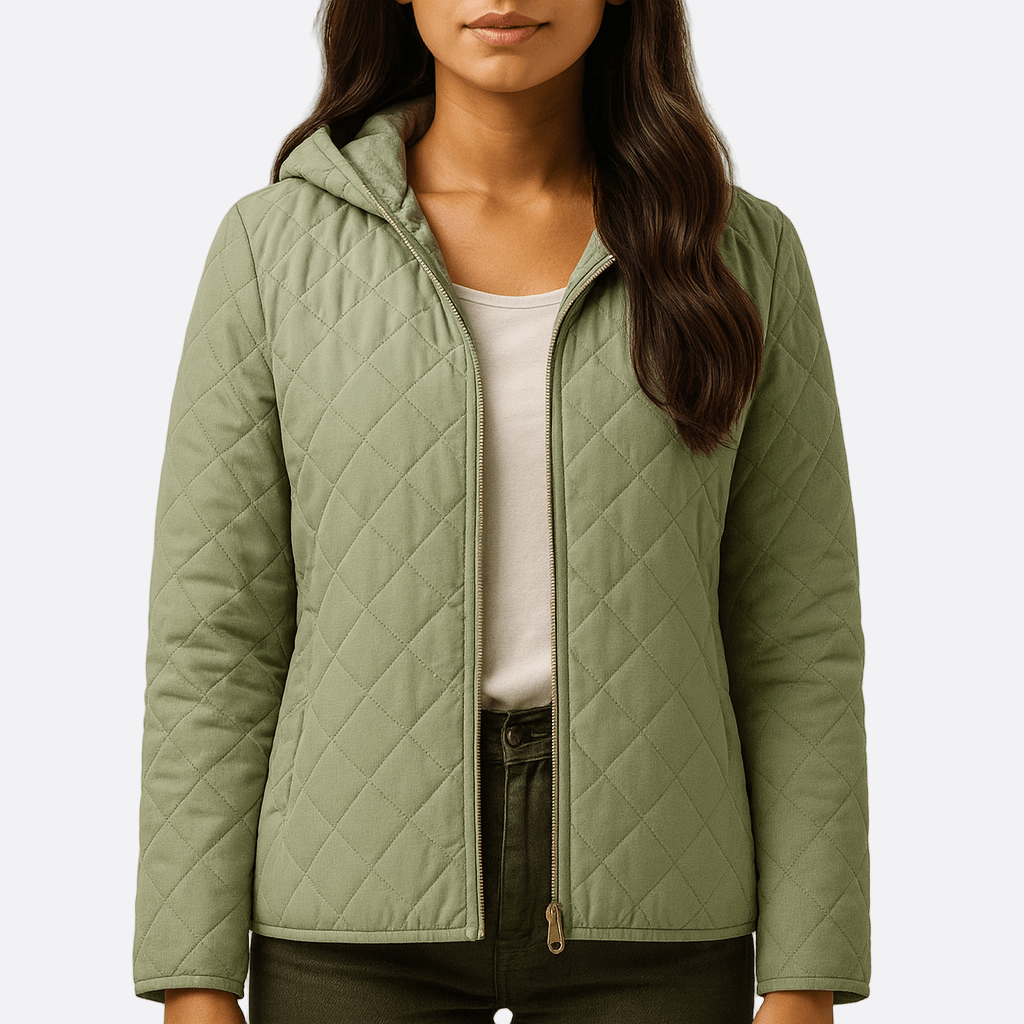Drune | Frauen Stilvolle Gequiltete Pufferjacke mit Kapuze Stil