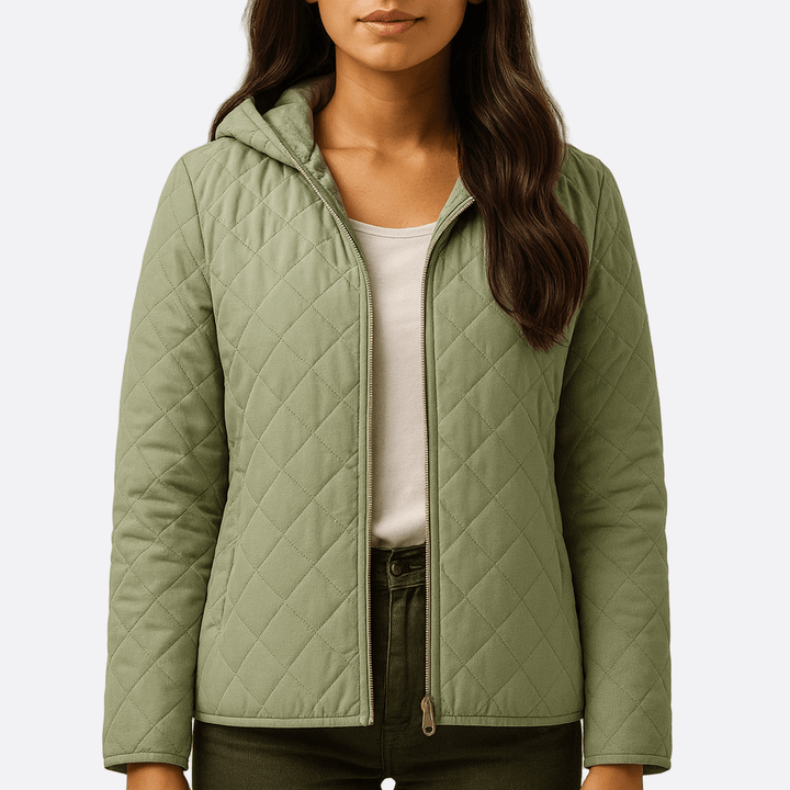 Drune | Frauen Stilvolle Gequiltete Pufferjacke mit Kapuze Stil
