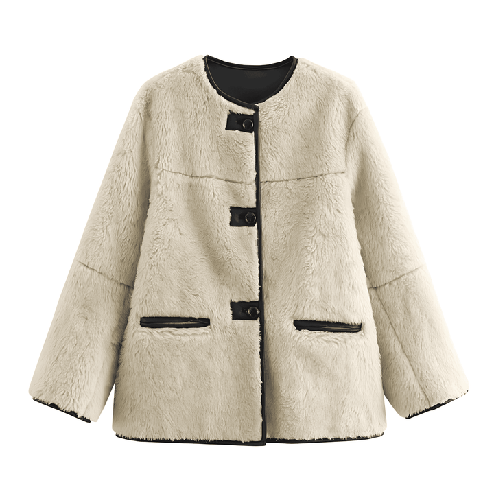 Drune | Damen Teddyjacke mit Kontrasttaschen