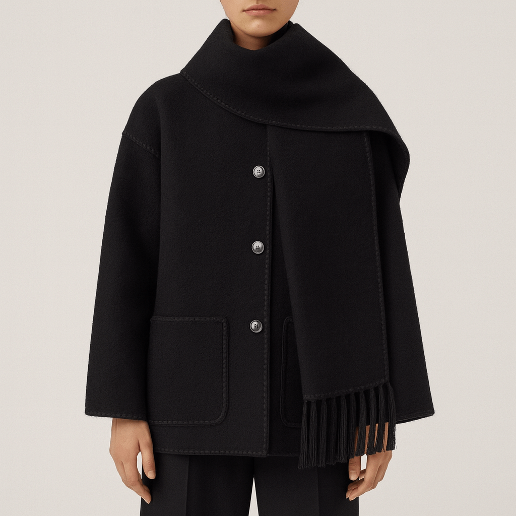 Drune | Damen Warmer Wickelkragen Winterjacke Lockere Stil