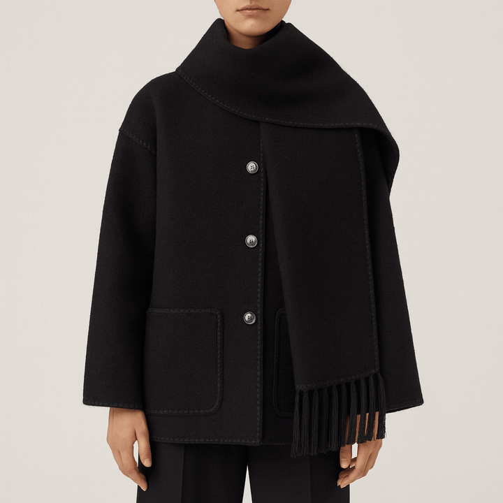 Drune | Damen Warmer Wickelkragen Winterjacke Lockere Stil