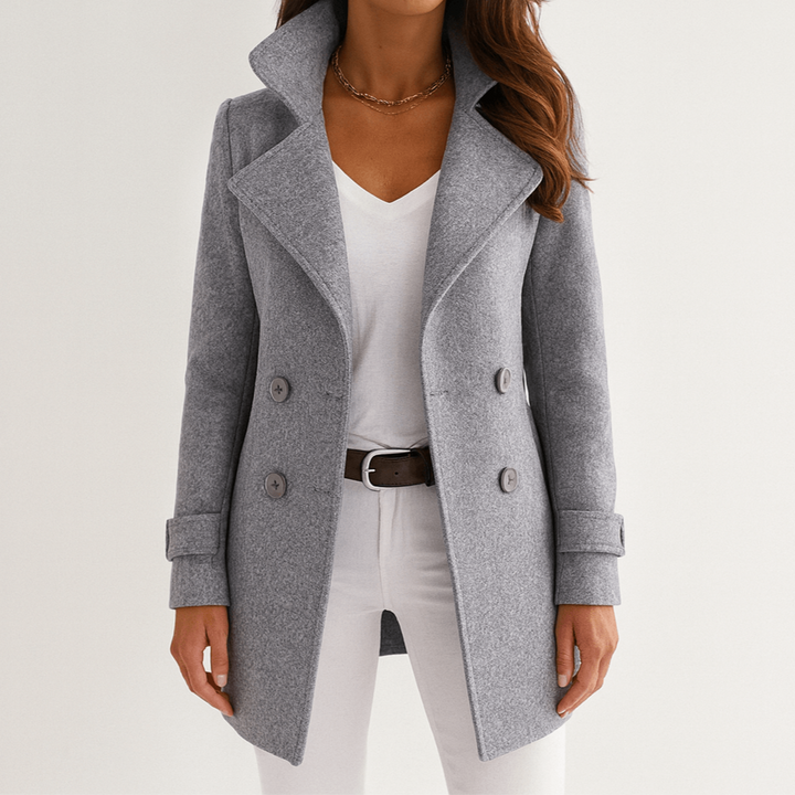 Drune | Damen Lange Tailored Doppelreiher Jacke Strukturiertes Revers