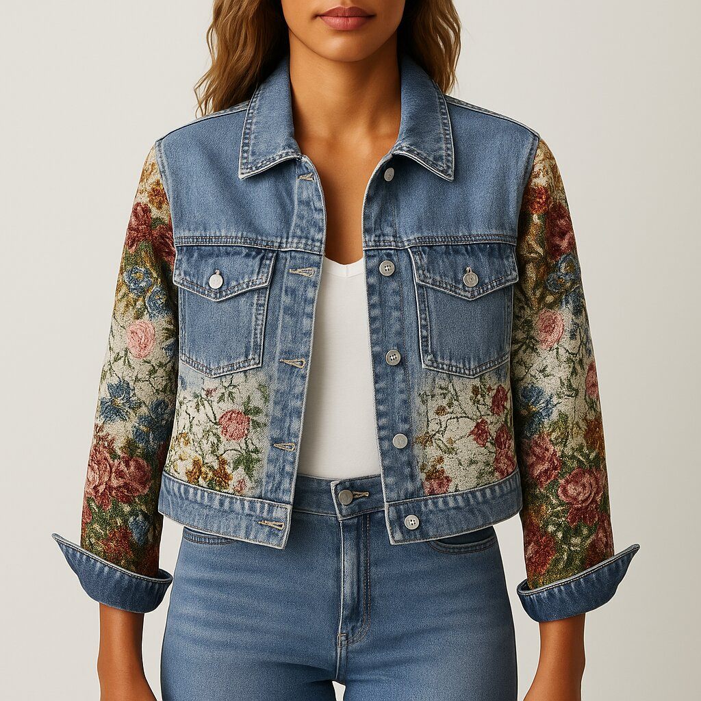 Drune | Damen Blumen Denim Jacke