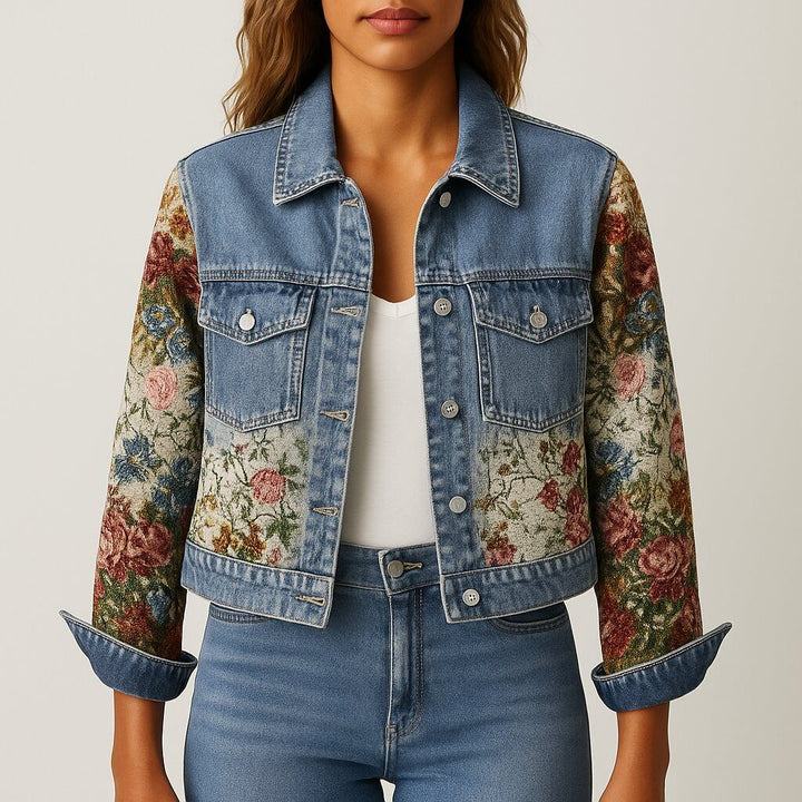 Drune | Damen Blumen Denim Jacke