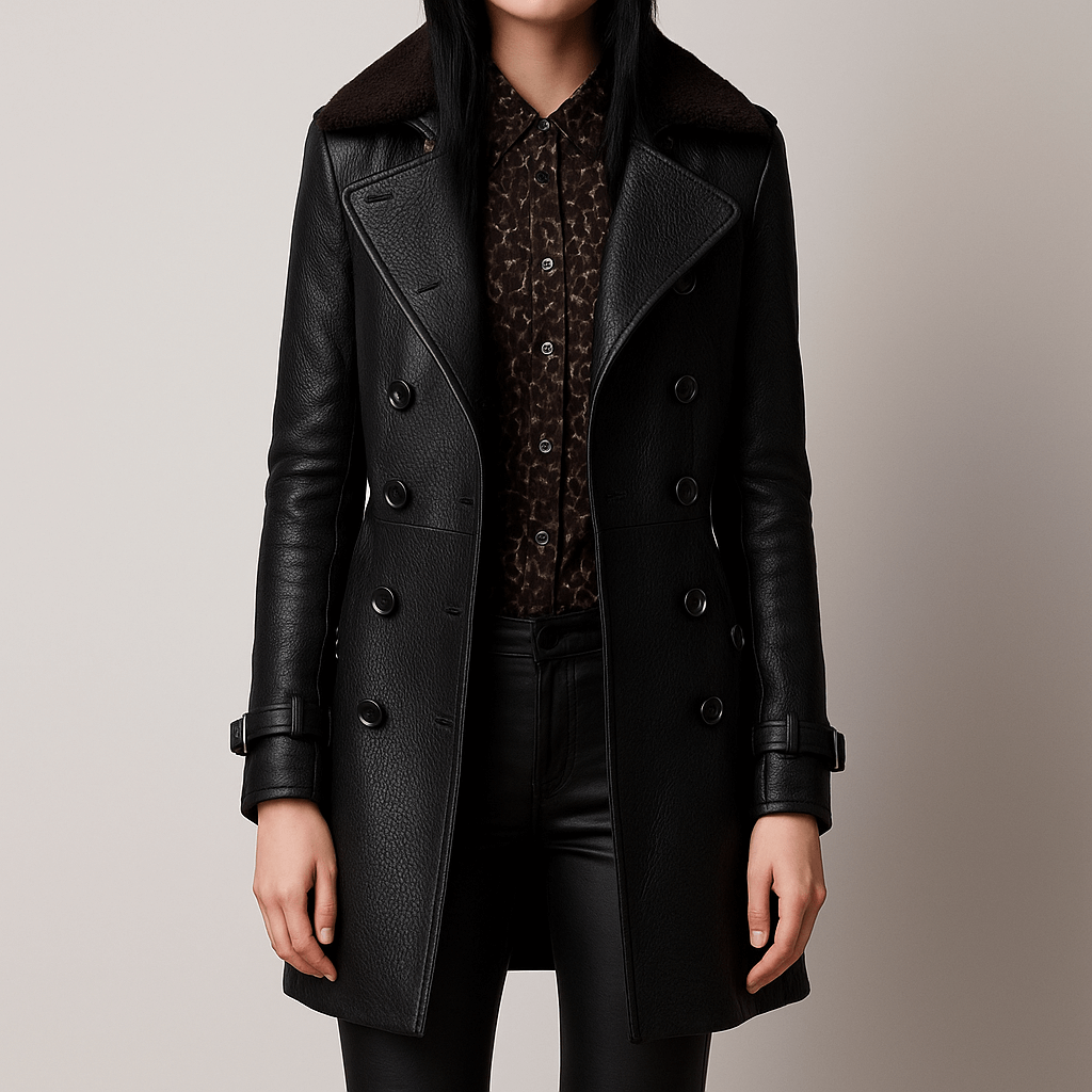 Drune | Damen Leder Trenchcoat Doppelbreasted
