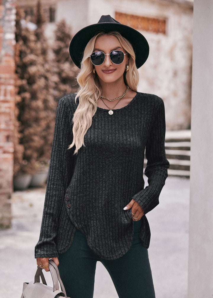 Drune | Rundhalsausschnitt Langarmshirt für Frauen - Lockere Passform