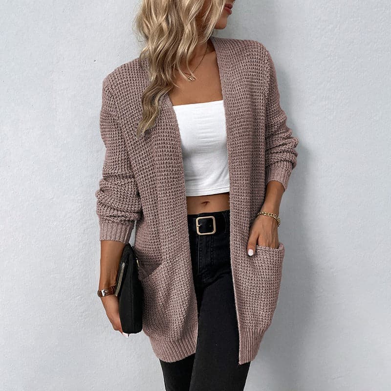 Drune | Strickjacke Weicher Strick Relaxed Fit Offene Front Taschen Details