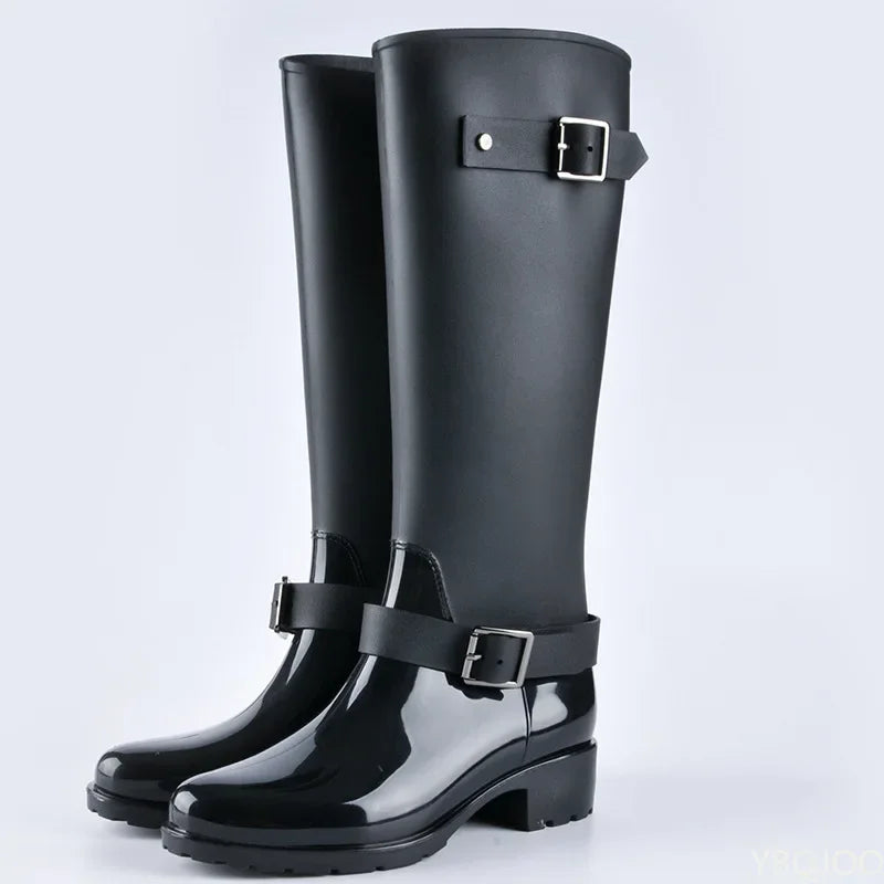 Drune | Gummi Stiefel für Damen - Wasserdicht mit Schnallen - Hoher Schaft