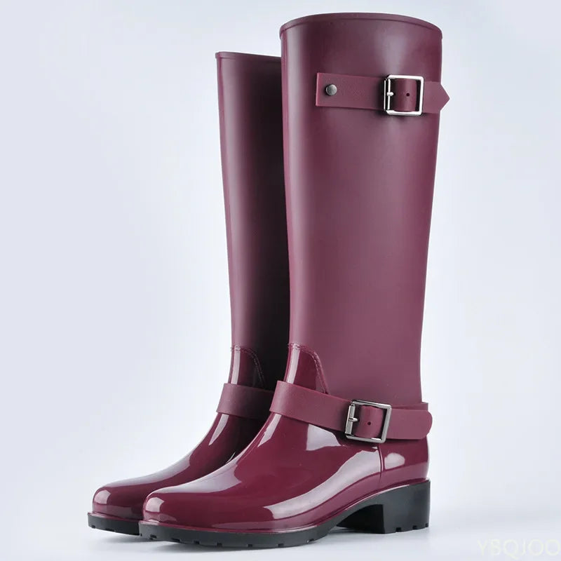 Drune | Gummi Stiefel für Damen - Wasserdicht mit Schnallen - Hoher Schaft