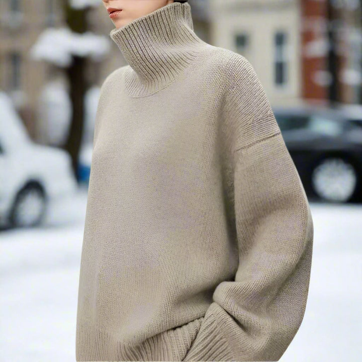 Drune | Hoher Hals Strickpullover Übergroß Schnitt Rippstrick Weiche Wollmischung