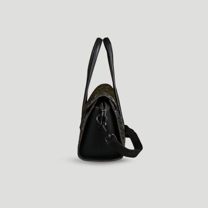 Drune | Leder Mit Geprägtem Blumenmuster Klassisches Klappdesign Abnehmbarer Riemen