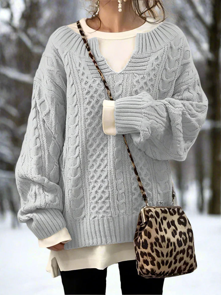 Drune | Wolle Kabelstrickpullover Übergröße Strickpullover