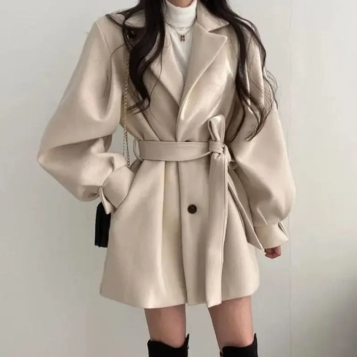 Drune | Damen Trenchcoat mit Gürtel Langarm