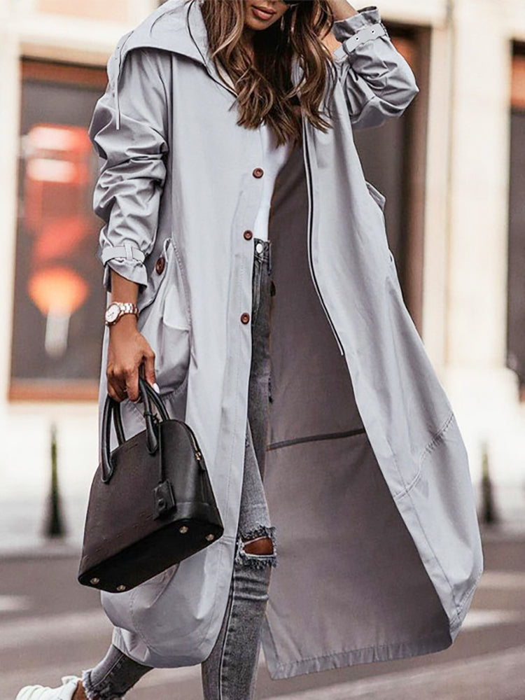 Damen Oversize Trenchcoat mit Flickenmuster Stilvoll