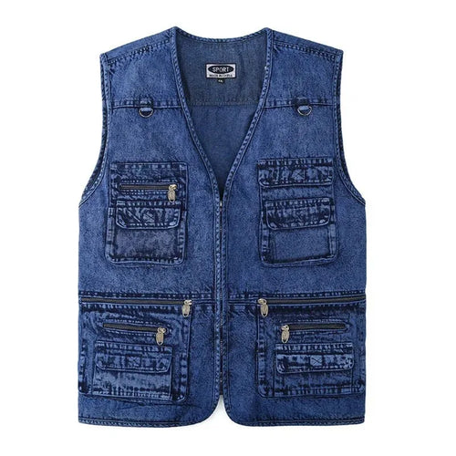 Drune | Ärmellose Jeansweste Mit Mehreren Taschen Für Herren