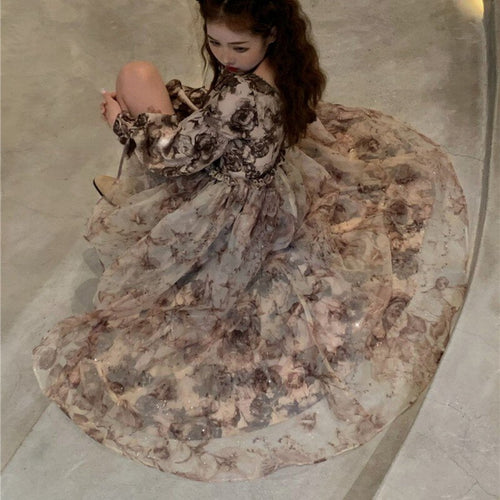 Drune | Floral Fairy Princess Kleid mit Abnehmbarem High-Low Rockschicht