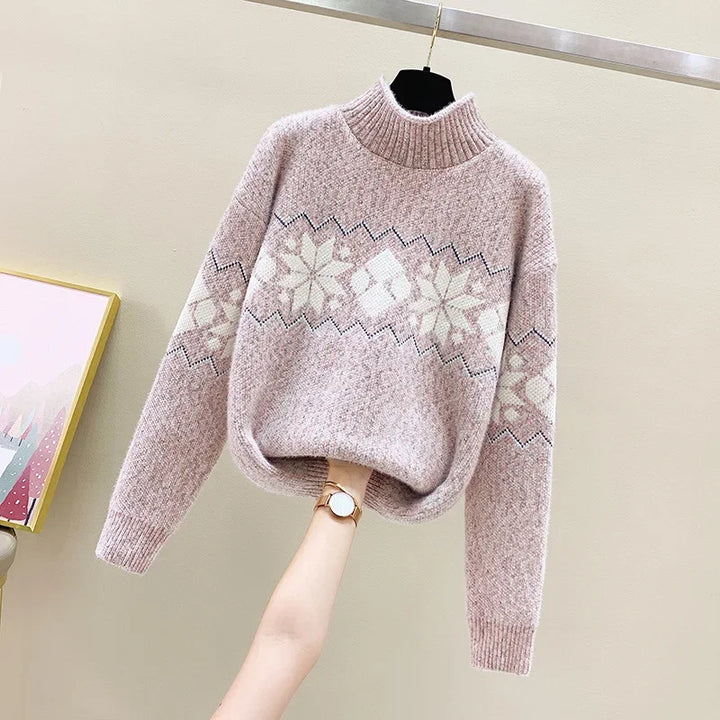 Drune - Hässlicher Weihnachtspulli - Gemütlicher Schneeflocken-Turtleneck