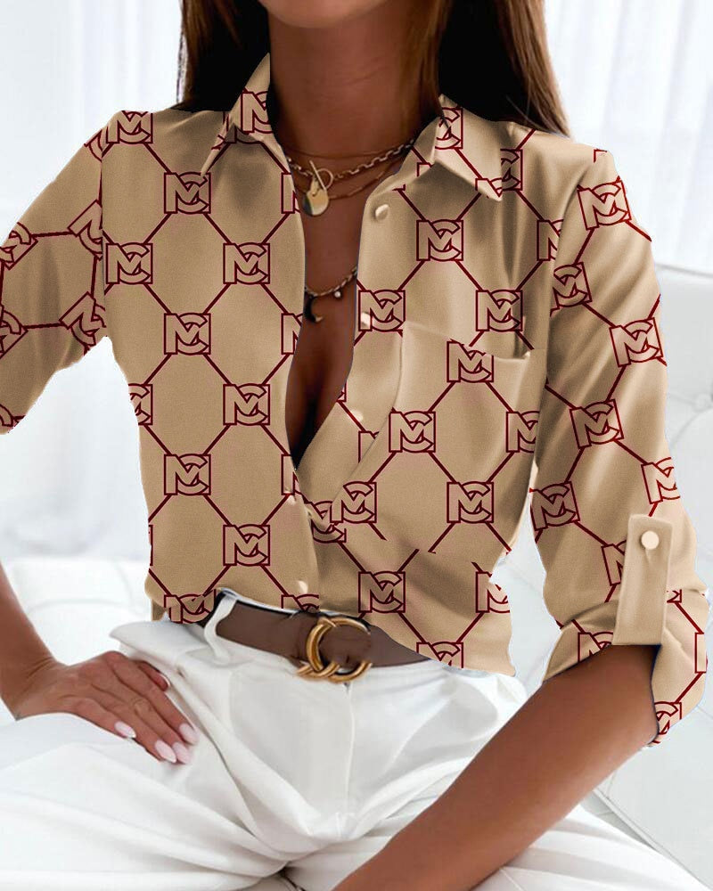 Drune | Button-Down-Bluse mit auffälligem Druck für Damen