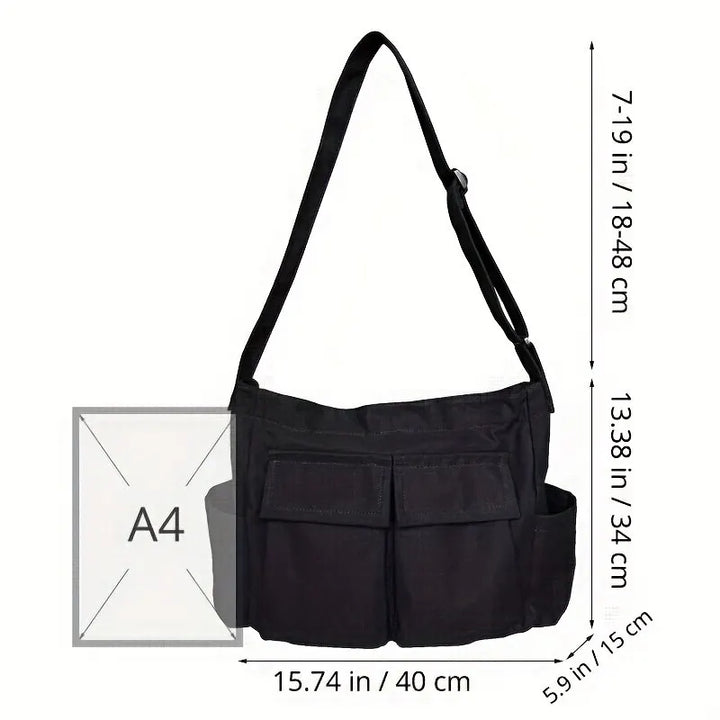 Drune | Frauen Vintage Handtasche Canvas Teenager Schulter Tote Taschen Lieferdienst Tasche Damen Lässige Handtasche Crossbody Geldbörse
